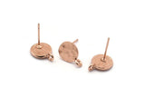 Rose Gold Earring Posts, 6 Rose Gold Plated Brass Round Earring Stud, Earring Charms With 1 Loop (9mm) N0803 Q0825