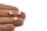 Rose Gold Earring Posts, 6 Rose Gold Plated Brass Round Earring Stud, Earring Charms With 1 Loop (9mm) N0803 Q0825