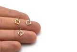 Brass Square Earring, 12 Raw Brass Square Stud Earrings (6x0.90mm) Bs-1114 A1753