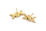 Altın Ay Küpe, 2 Altın Kaplama Pirinç Hilal Küpe - Ped Boyutu 6 mm (19x8 mm) N1269 H0983