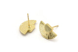 Gold Earring Posts, 4 Gold Plated Brass Semi Circle Earring Stud (16x10mm) N0797 Q0701