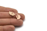 Rose Gold Earring Posts, 4 Rose Gold Plated Brass Semi Circle Earring Stud (16x10mm) N0797 Q0701