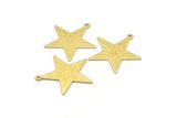Brass Star Charm, 6 Raw Brass Star Charms With 1 Loop, Pendants, Findings (30x29x0.80mm) A0712