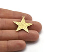 Brass Star Charm, 6 Raw Brass Star Charms With 1 Loop, Pendants, Findings (30x29x0.80mm) A0712