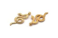 Gold Snake Charm, Gold Plated Snake, Cubic Zircon, CZ Pave Snake Charm, Zircon Charm Pendants (30x14mm) SY0234