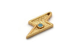 Gold Lightning Charm, Gold Plated Lightning, Cubic Zircon, CZ Pave Lightning Charm With 1 Hole, Zircon Charm Pendants (22x9mm) SY0233
