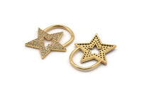 Gold Star Charm, Gold Plated Star, Cubic Zircon, CZ Pave Star Shaped Charm, Zircon Pendants (25x22mm) SY0230