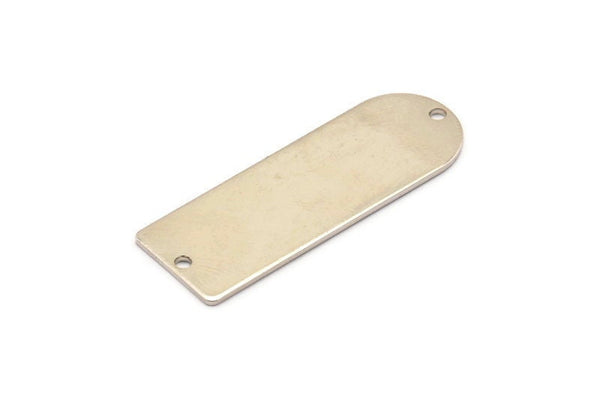 D Shape Rings - 2 Silver Tone Brass D Shape Connectors With 2 Holes  (37x13x0.8mm) BS 1930