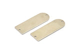 D Shape Rings - 2 Silver Tone Brass D Shape Connectors With 2 Holes  (37x13x0.8mm) BS 1930