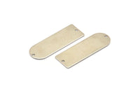 D Shape Rings - 2 Silver Tone Brass D Shape Connectors With 2 Holes  (37x13x0.8mm) BS 1930