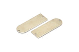 D Shape Rings - 2 Silver Tone Brass D Shape Connectors With 2 Holes  (37x13x0.8mm) BS 1930