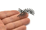 Black Sun Charm, 6 Oxidized Black Brass Sun Charms With 1 Hole (32x14x0.60mm) M02069