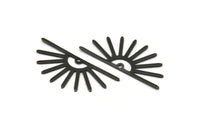 Black Sun Charm, 6 Oxidized Black Brass Sun Charms With 1 Hole (32x14x0.60mm) M02069
