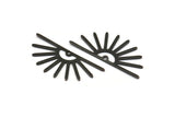 Black Sun Charm, 6 Oxidized Black Brass Sun Charms With 1 Hole (32x14x0.60mm) M02069