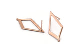 Rose Gold Diamond Earring, 6 Rose Gold Plated Brass Rhombus Stud Earrings Wiht 1 Loop (28x13x0.80mm) D855 A1162