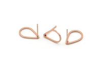 Rose Gold Drop Earring, 8 Rose Gold Plated Brass Drop Stud Earrings (15x10mm) BS 1133 A1133 Q0830