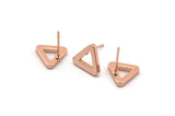 Rose Gold Triangle Earring, 4 Rose Gold Plated Brass Triangle Stud Earrings (10x2mm) D0019 A1128 Q0827
