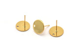 Gold Round Earring, 4 Gold Plated Brass Round Earring Studs (12x0.80mm) M040 A1548 Q1047