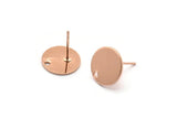 Rose Gold Round Earring, 4 Rose Gold Plated Brass Round Earring Studs (12x0.80mm) M040 A1548 Q1047