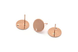 Rose Gold Round Earring, 4 Rose Gold Plated Brass Round Earring Studs (12x0.80mm) M040 A1548 Q1047