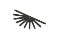 Siyah Güneş Tılsımı, 1 Delikli 6 Dokulu Oksitlenmiş Siyah Pirinç Güneş Tılsımı (32x14x0,60 mm) M02072 H1674