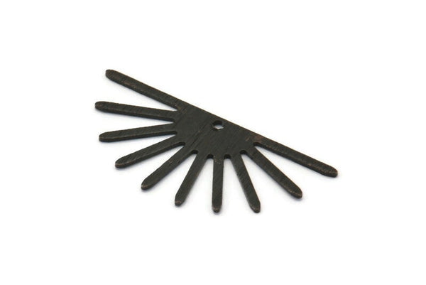 Siyah Güneş Tılsımı, 1 Delikli 6 Dokulu Oksitlenmiş Siyah Pirinç Güneş Tılsımı (32x14x0,60 mm) M02072 H1674