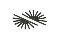 Siyah Güneş Tılsımı, 1 Delikli 6 Dokulu Oksitlenmiş Siyah Pirinç Güneş Tılsımı (32x14x0,60 mm) M02072 H1674