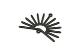 Siyah Güneş Tılsımı, 2 Döngülü 6 Dokulu Oksitlenmiş Siyah Pirinç Güneş Tılsımı (22x30x0,80 mm) M02281 H0891