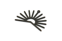 Siyah Güneş Tılsımı, 1 Döngülü 6 Dokulu Oksitlenmiş Siyah Pirinç Güneş Tılsımı (22x30x0,80 mm) M02279