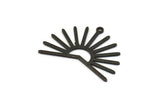 Siyah Güneş Tılsımı, 1 Döngülü 6 Dokulu Oksitlenmiş Siyah Pirinç Güneş Tılsımı (22x30x0,80 mm) M02279