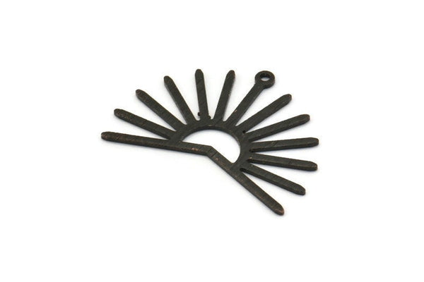 Siyah Güneş Tılsımı, 1 Döngülü 6 Dokulu Oksitlenmiş Siyah Pirinç Güneş Tılsımı (22x30x0,80 mm) M02279