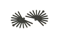 Black Sun Charm, 6 Textured Oxidized Black Brass Sun Charms With 2 Loops (22x30x0.80mm) M02275