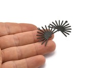 Black Sun Charm, 6 Textured Oxidized Black Brass Sun Charms With 2 Loops (22x30x0.80mm) M02275