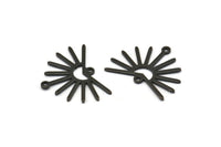 Black Sun Charm, 8 Oxidized Black Brass Sun Charms With 2 Loops (20x25x0.80mm) M02300