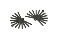 Black Sun Charm, 6 Oxidized Black Brass Sun Charms With 2 Loops (22x30x0.80mm) M02274