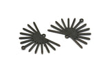 Black Sun Charm, 6 Oxidized Black Brass Sun Charms With 2 Loops (22x30x0.80mm) M02274