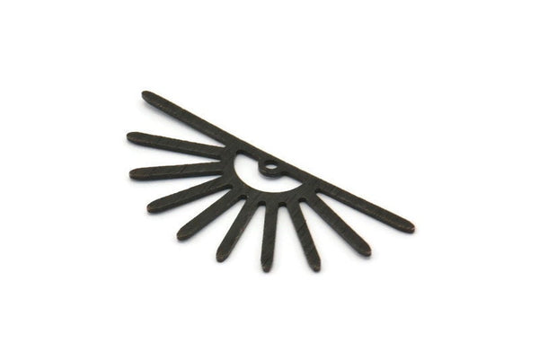 Siyah Güneş Tılsımı, 1 Delikli 8 Dokulu Oksitlenmiş Siyah Pirinç Güneş Tılsımı (32x14x0,60 mm) M02064