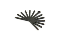 Siyah Güneş Tılsımı, 1 Döngülü 4 Dokulu Oksitlenmiş Siyah Pirinç Güneş Tılsımı (22x30x0,80 mm) M02269