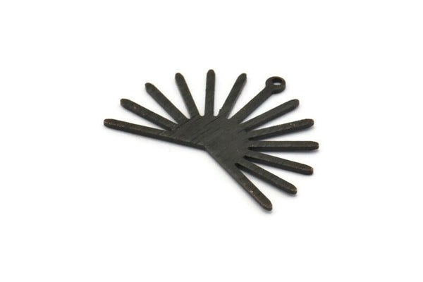 Siyah Güneş Tılsımı, 1 Döngülü 4 Dokulu Oksitlenmiş Siyah Pirinç Güneş Tılsımı (22x30x0,80 mm) M02269