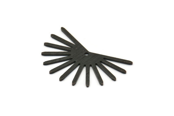 Siyah Güneş Tılsımı, 1 Delikli 4 Dokulu Oksitlenmiş Siyah Pirinç Güneş Tılsımı (20x30x0,80 mm) M02271