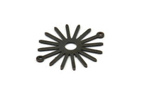 Siyah Güneş Charm, 2 Döngülü 10 Oksitlenmiş Siyah Pirinç Güneş Bağlantı Parçası, Kolye Uçları (29x25x0,80 mm) M01641 H0714