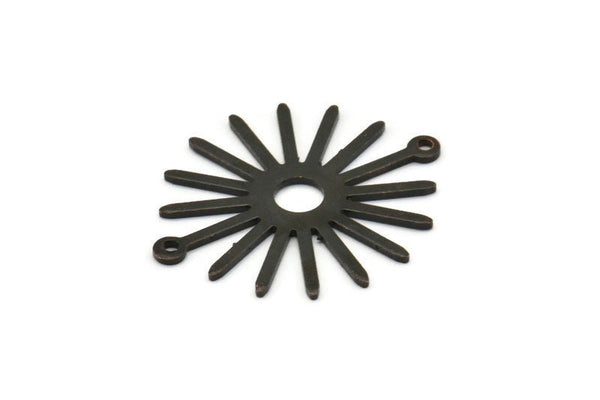 Siyah Güneş Charm, 2 Döngülü 10 Oksitlenmiş Siyah Pirinç Güneş Bağlantı Parçası, Kolye Uçları (29x25x0,80 mm) M01641 H0714