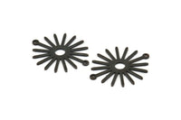Siyah Güneş Charm, 2 Döngülü 10 Oksitlenmiş Siyah Pirinç Güneş Bağlantı Parçası, Kolye Uçları (29x25x0,80 mm) M01641 H0714