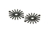 Siyah Güneş Charm, 2 Döngülü 10 Oksitlenmiş Siyah Pirinç Güneş Bağlantı Parçası, Kolye Uçları (29x25x0,80 mm) M01641 H0714