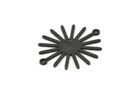 Black Sun Charm, 6 Textured Oxidized Black Brass Sun Connectors With 2 Loops, Pendants (29x25x0.80mm) M01652 H0859