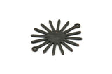 Black Sun Charm, 6 Textured Oxidized Black Brass Sun Connectors With 2 Loops, Pendants (29x25x0.80mm) M01652 H0859