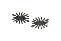 Black Sun Charm, 6 Textured Oxidized Black Brass Sun Connectors With 2 Loops, Pendants (29x25x0.80mm) M01652 H0859