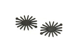 Black Sun Charm, 6 Textured Oxidized Black Brass Sun Connectors With 2 Loops, Pendants (29x25x0.80mm) M01652 H0859