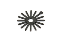 Black Sun Charm, 10 Textured Oxidized Black Brass Sun Charms With 1 Loop (27x0.80mm) M01646 H0899