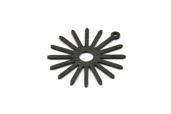 Black Sun Charm, 10 Textured Oxidized Black Brass Sun Charms With 1 Loop (27x0.80mm) M01646 H0899